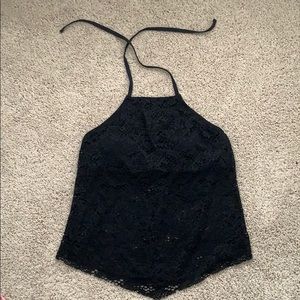 Mossimo black crochet eyelet halter size XL